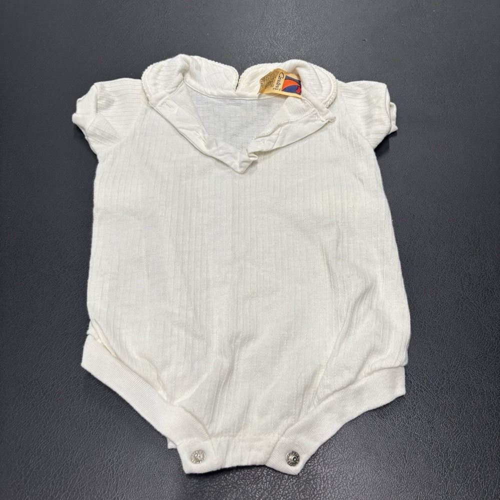 Vintage Carters 6 Month Baby Shirt Top White Short Sleeve